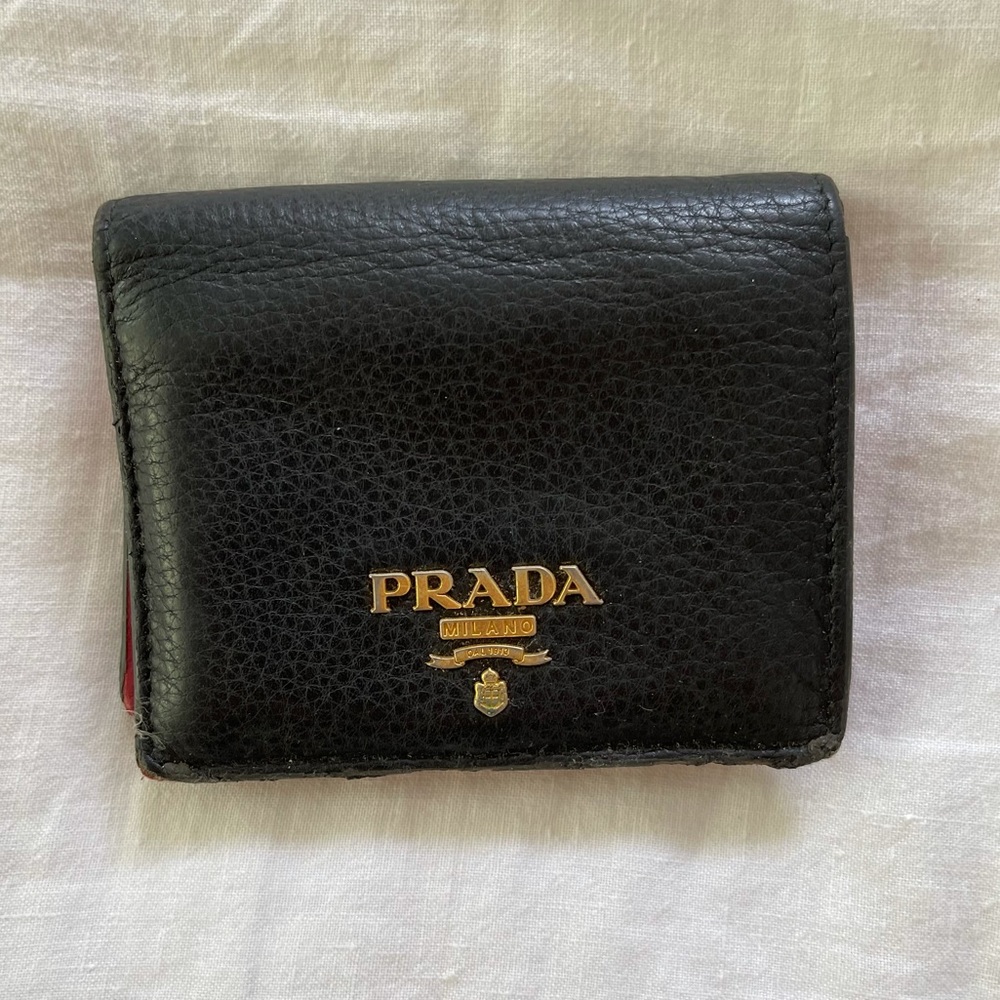 Prada Fold Wallet with Red Interior